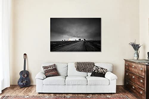 Umjetnost na zidu od platna crno-bijela Galija omot Rainbow down Country Road na olujni proljetni dan u Kansas Country Photography Farmhouse Decor 8x10 do 40x60