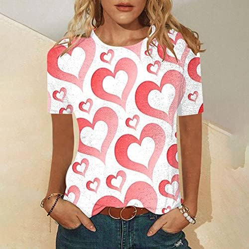 JJHevdy Valentines Dnevne košulje Žene Vole Heart Pismo Ispis Dukseri Grafički grafički pulover dugih rukava