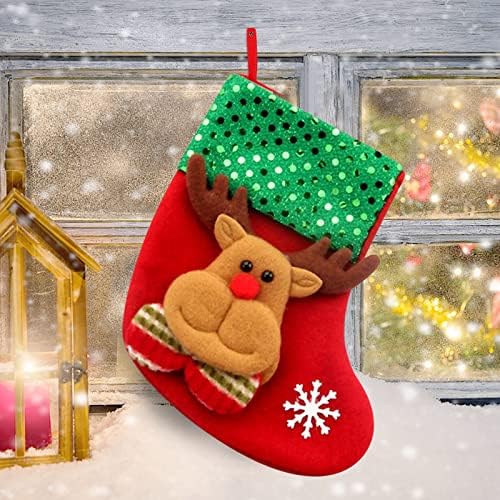 Božićni božićni božićni torbi Čarape za poklon bojne vrećice mali ukras ukras ukras zanat staklene lustere perle