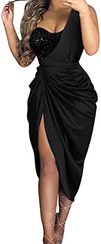 THHVDRG 2023 Ženski ljetni seksi šljokica za šivanje naboranog haljina za haljinu za suspenziju bez rukava modni party club badycon haljina
