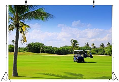 BELECO 10x8ft tkanina pozadina Golf terena šuma zelena trava travnjak tropske palme plavo nebo bijeli oblaci Golf Sportska pozadina