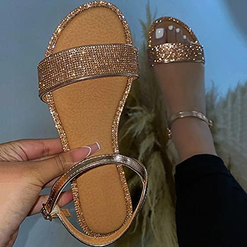 Wassece Whitestone sandale za cipele za žene Ženske ljetne sandale na otvorenom ravne ležerne kaiševe prstiju kristalne okrugle ženske