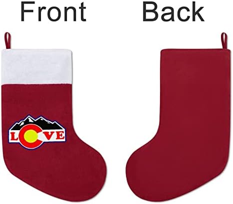 Volim Colorado Božićne čarape za čarape sa plišanim kaminom koji vise za Xmas Tree Home Decor Decor