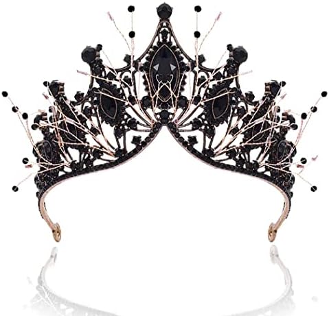 Kilshye Baroque Black Crown Rhinestone Queen kruniše svadbene tijare Prom Hair Accessories za žene i djevojčice