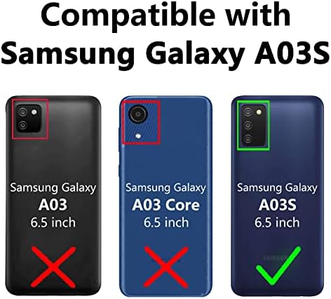 SKTGSLAMY za futrolu Samsung Galaxy A03S, Galaxy A03S futrola sa zaštitnikom ekrana, [Vojna ocjena] 16ft. Ispirani poklopac sa magnetnim stickstanom zaštitnom futrolom za montiranje automobila za Samsung A03S