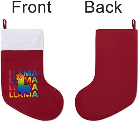 Tie Dye Rainbow Llama Božićne čarape Xmas Socks Poklon torba za obiteljski odmor Kamin Tree Oznaka ukrasa