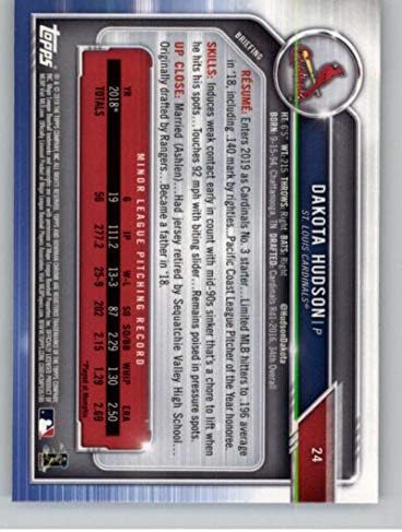 2019 Bowman Chrome # 24 Dakota Hudson Rc Rookie St. Louis Cardinals MLB bejzbol trgovačka kartica