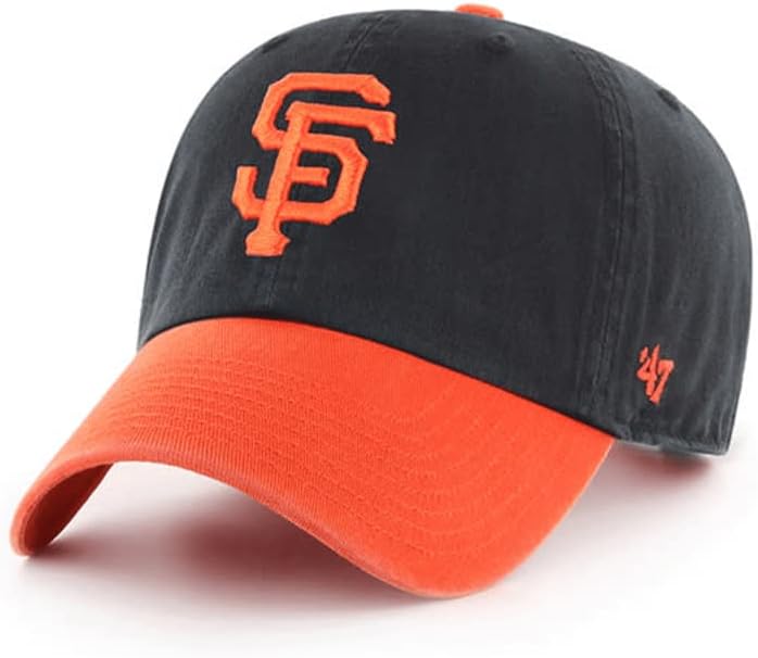 '47 San Francisco Giants Kids Two Tone Clean Up podesivi Strapback Crni narandžasti šešir sa logom u boji tima