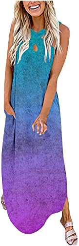 Ženska Maxi haljina ljetna boja za kravatu plus veličine haljine bez rukava izrez Wrap Tank haljina za odmor na plaži