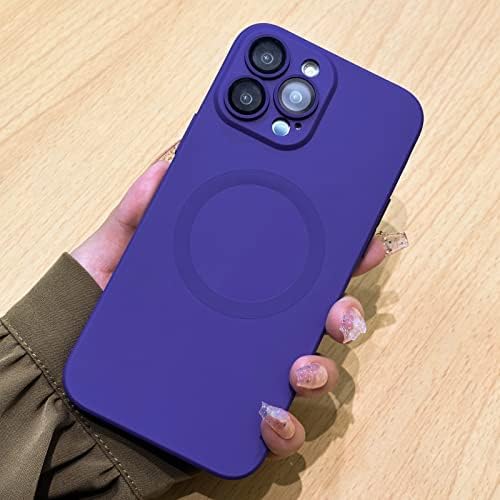 PMXLFO silikonska magnetska futrola za iPhone 14 pro max sa zaštitnikom objektiva fotoaparata, [kompatibilan sa magsafe] tankim futrolom