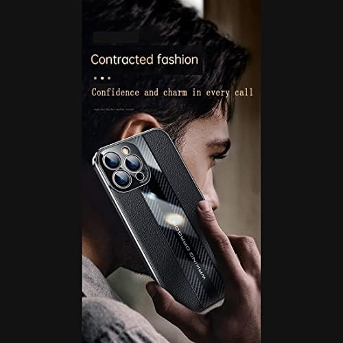 Kožna kožna futrola + Carbon Fiber Dizajnirani sa iPhone 12 Pro max sa zaštitom fotoaparata, puni tjelesni udarni zaštitni telefon Slim tanke rukave na rukavima