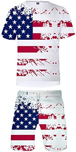 Urvip muške ROMPER USA zastava tiskane ljetne kombinezone odijela postavljaju vrhove i kratke hlače