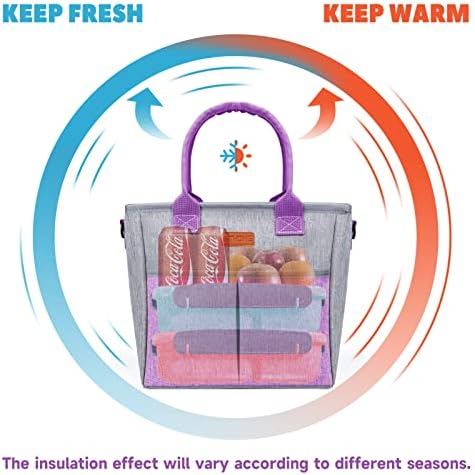 FITHOME izolovana torba za ručak za višekratnu upotrebu za žene/muškarce, termo torba za ručak za odrasle sa podesivim remenom preko tela, prenosive nepropusne hladnjače za posao/piknik / putovanja