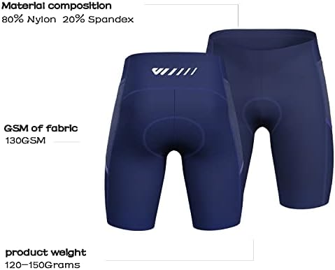 Wulibike Biciklističke gaćice za muškarce, 4D podstavljene biciklističke kratke hlače za muškarce podloge biciklističkih kratkih hlača sa džepovima sa patentnim zatvaračem