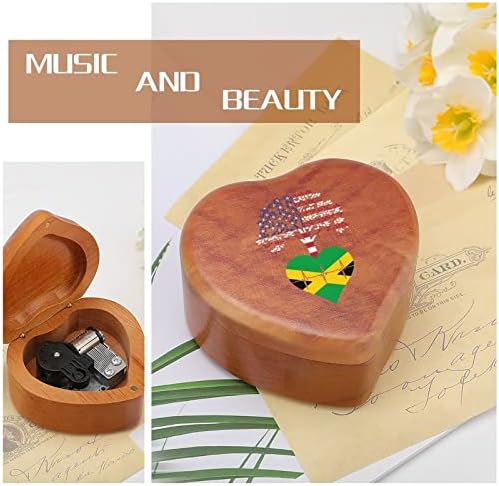 Jamajka US Root Heartbeat Drveni muzički sanduk Oblik srca Muzičke kutije Vintage Wood kutija za poklon