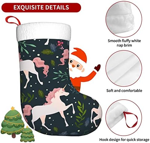 Austenstern Božićne čarape akvarel jednorog cvjetni dvostrani kamin viseći čarape