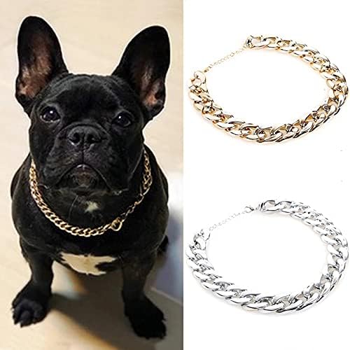 MSHENG-ov ogrlica za kućne ljubimce ogrlice Mali pas zataknute lanac Teddy francuski buldog ogrlica srebrni / zlatni pribor za kućne ljubimce psi ovratnik srebro