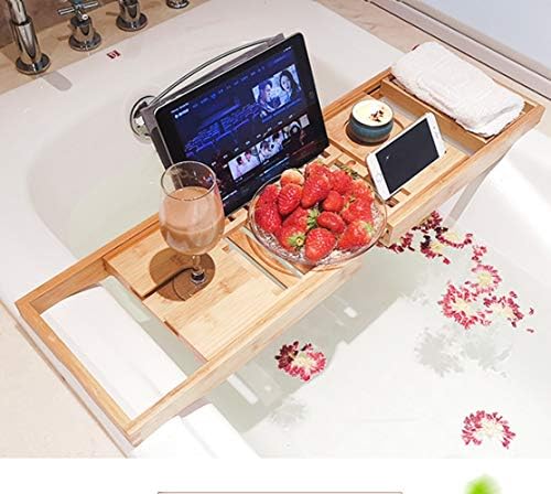 CYZPF bambus kade za kupatilo za kadu multifunkcijski proširivi podesivi rezervni odmor WINE staklo za vinogradarske mobitele Prijenosni