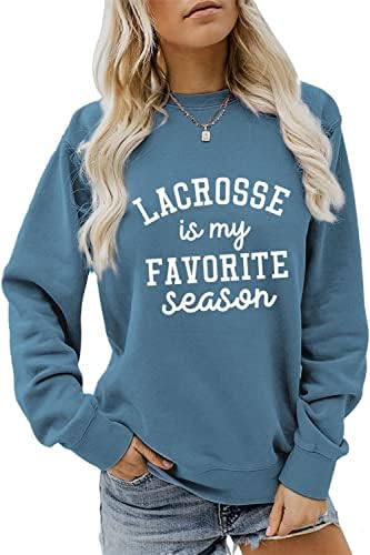 Jverf Lacrosse je moja omiljena sezona dukserica za žene od ispisana vintage dugih rukava za rewneck pulover Top Lacrosse