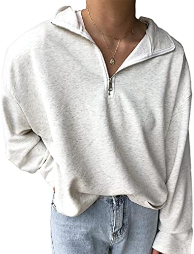Lavaseon Womens prevelizirani polovicu Zip reverske duksere, pulover dugih rukava u obliku dugih rukava
