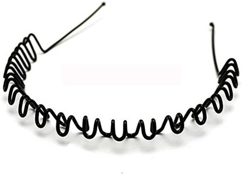 WhopperIndia Zigzag fleksibilna sportska traka za kosu Neklizajući Valoviti Crni metalni obruč traka za kosu Unisex djevojka Muška