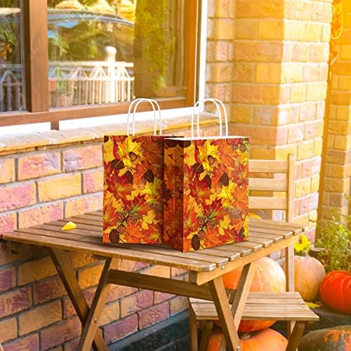 ADXCO 16 komada jesen lišće torbe za zabavu pad poklon torbe papirne kese sa ručkama pasti goodie torbe Retro Party Favor torbe za