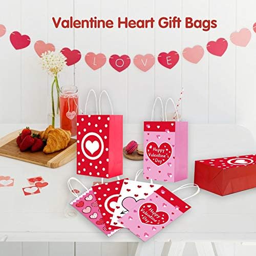 MISS FANTASY Valentine poklon torbe 12 paket Valentine dan poklon torbe za djecu Party Valentine papir goodie torbe Valentine kolačić