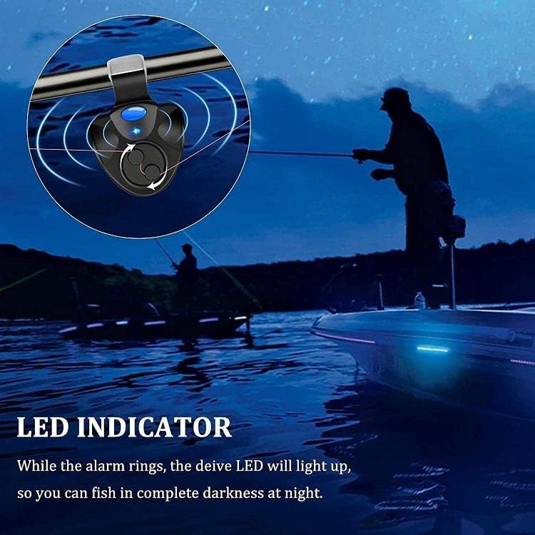 Alarm za ribolov, elektronski ribolovni ubod Indikator alarma LED lampica i zvučni upozorenje zvona Easy Clip na štap za ribolov