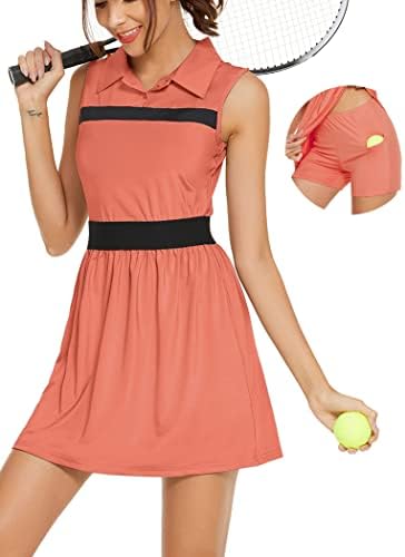 HOTLOOX ženska Golf teniska haljina sa šortsom džep UPF 50+ Polo haljina za vežbanje bez rukava s-XXL