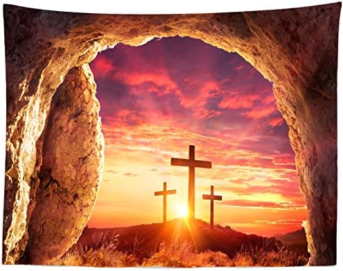 BELECO 10x6. 5ft tkanina Uskršnji Isus krst pećina pozadina Isus Hrist prazna grobnica tri krsta brdo Izlazak sunca pozadina Veliki