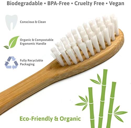 8 x Biorazgradiv, BPA-besplatni bambus za zube - ekološki prihvatljivi, prešane bijele čekinje - ispod dola po organskoj četkici za zube