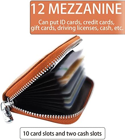 Lele LIFE RFID blokirajući držač kreditne kartice od prave kože, harmonika stil 12 slota novčanik za kreditne kartice, futrola za Zipper kartice, držač za vizit karte, karamela