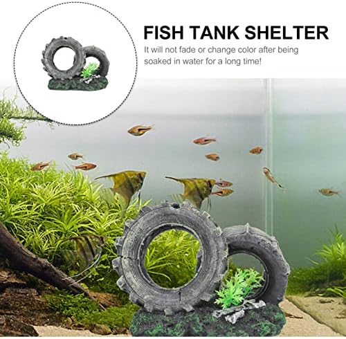 Doitool Car Decor Fish Hideout pećinski ukrasi za akvarijske gume uređenje okoliša: ukrasi od smolne gume ukrasi za akvarijske gume