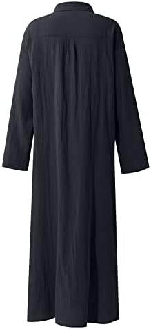 Ženska jesenska haljina Ležerna pamučna posteljina prugasta kardigan labave temperamentne haljine za haljine 2022