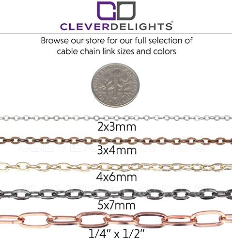 CleverDelights 3x4mm ogrlice sa lancem kablova - Antikna boja bakra - 50 pakovanje-Dužina 24 inča