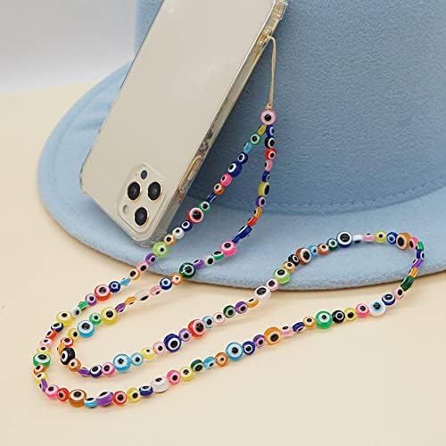 ZJHYXYH 10mm akril mješovite boje oko perle mobilni telefon Lanyard ženski Bohemian Vjetar nakit ženski dugo