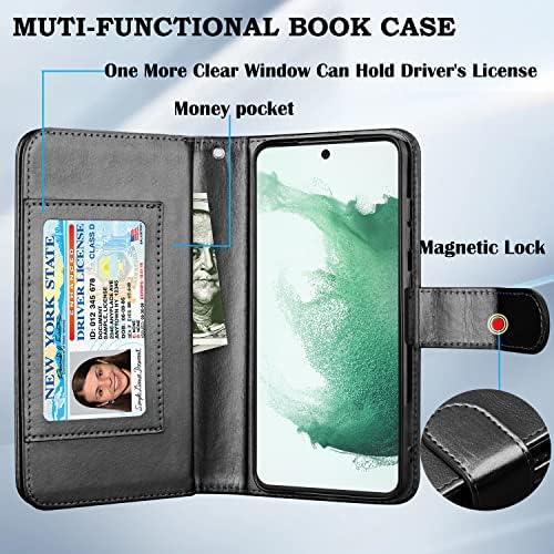 Takfox Galaxy S22 Plus futrola, za Samsung S22+ futrola za Novčanik, PU Koža 9 slotova za kartice ID držač kreditne kartice Folio