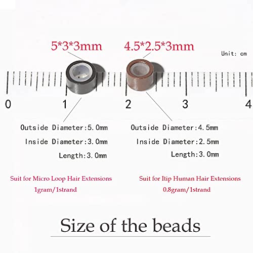 【Bundle sadrži ekstenzije za kosu + mikro perle】1 pakovanje od 16 inča Micro Loop ekstenzije za kosu 50g 50s boja 1b Off Crna+1 bočica