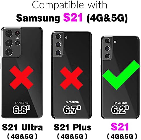 Furiet kompatibilan sa Samsung Galaxy S21 5G futrolom za novčanik od 6,2 inča sa vezicom za narukvicu i kožnim držačem za preklopne