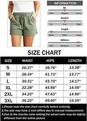 Kmoly kratke hlače za žene Ležerne prilike ljetne vuče Elastični visoki struk Comfy plaže s džepovima