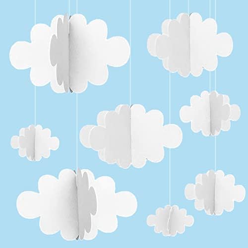 YEJAHY 16-Pack 3d Cloud viseći ukrasi, lažni oblaci za plafon, oblačni ukrasi za dječiju sobu, rasadnik, zabava za krštenje beba,