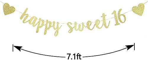 Happy Sweet 16 Banner Gold Glitter Cheer to16 godina Sweet šesnaest ukras dekoracije za 16. rođendan