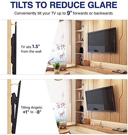 RentLiv TV nosač za najviše 26-55 inča, univerzalni TV zidni montiranje nagrada se uklapa 8 , 12, 16 stajališta sa utovarama 110 lbs & max vesa 400x400mm, nagib zidnog nosača niskog profila