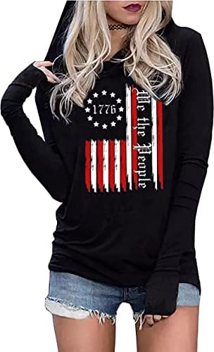 Modna kapuljača Lyeiao American zastava za žene USA zastava Grafička majica 4. jula Patriotski pulover duge rukave s dugim rukavima