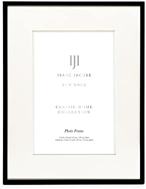 Isaac Jacobs 6x8 Crni metalni okvir za slike, klasični metalni okvir za fotografije napravljen za tablicu i viseći ekran, kućni i