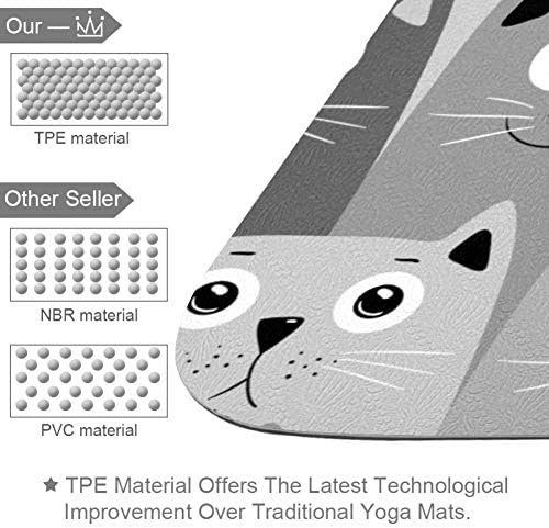 Slatke mačke šareni Šablon6mm Print Extra debela prostirka za jogu, ekološki prihvatljivi TPE prostirke za vježbanje Pilates Mat sa