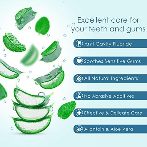 Aloesense prirodna pasta za zube sa fluoridom i izuzetno osetljiva četkica za zube, Ada odobrena pasta za zube od mente sa Aloe Verom