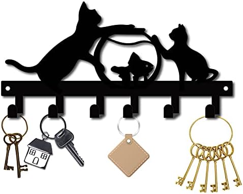 Gorgecraft CAT tastera kuke za liveno gvožđe zidni vješalica Organizovanje kaputa montirana višenamjenska ukrasna sa 6 kuka za ljubimce