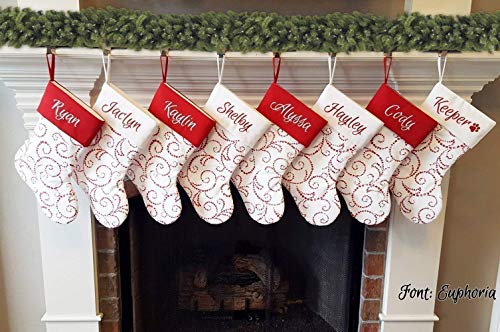 Personalizirani 19 Božićne čarape za božićnu i bijelu klasiku Whimmical Pomič za pomicanje.1 Prilagođeno skladištenje s imenom ili