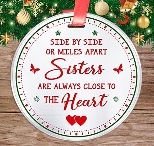 Božić Ornament za sestru - rame uz rame ili milja Apart-daljinu pokloni za sestru-pokloni ideja za sestru, sestra u Zakonu, Besties, BFF, Soul Sisters